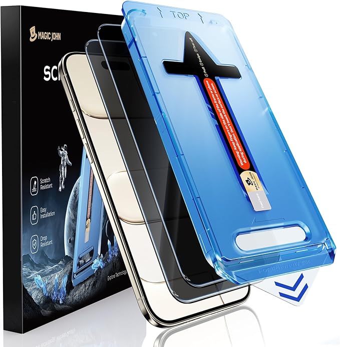 MAGIC JOHN 2 Pack for iPhone Air 6.5 inch Privacy Glass Screen Protector Auto Dust-Elimination Bubble Free Easy Installation