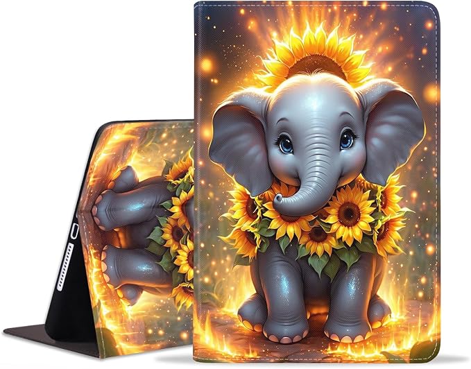 Cute Elephant and Sunflower