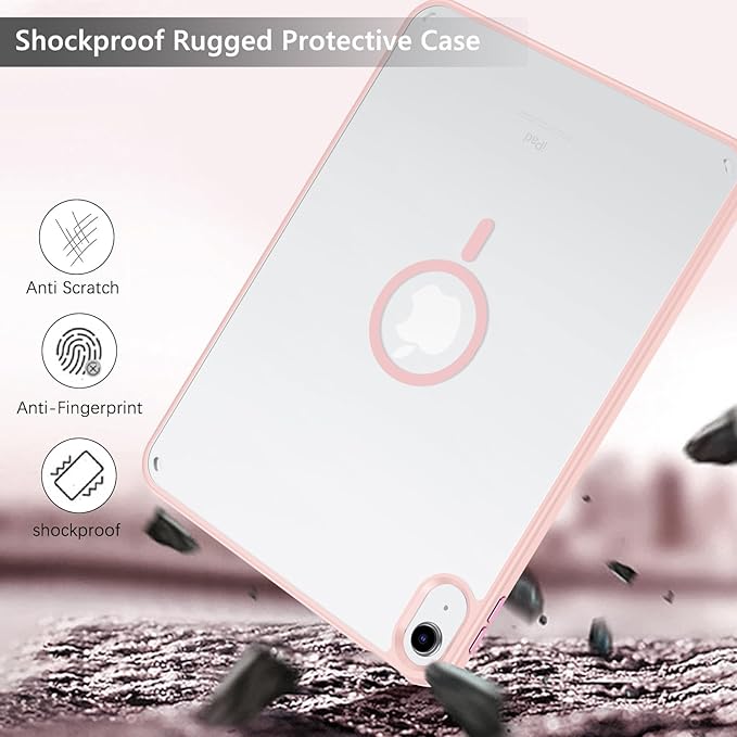 YINLAI Case for iPad (A16) 11th Generation 11 Inch 2025 iPad 10th Generation 10.9 Inch 2022 Magnetic [Compatible with Magsafe] Slim Translucent Matte Men Shockproof Protective Back Cover Light Pink