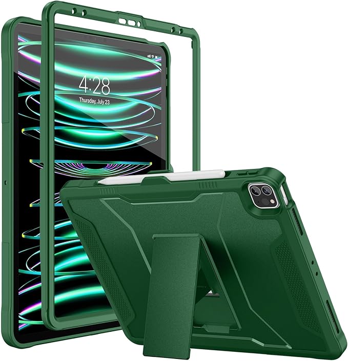 Soke Case for iPad Pro 12.9 Inch 6th/5th/4th Generation(2022/2021/2020 Release) Rugged Shockproof Protective Cover with Built-in Kickstand for Apple iPad Pro 12.9 - Alpine Green