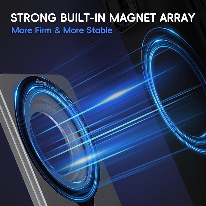 Cell Phone StandAdjustable Height and Angle Foldable Phone Holder for Desk Aluminum Cell Phone HolderStrong Magnetic Phone Stand Compatible with iPhone 16/15/14/13/12 Series (Grey)