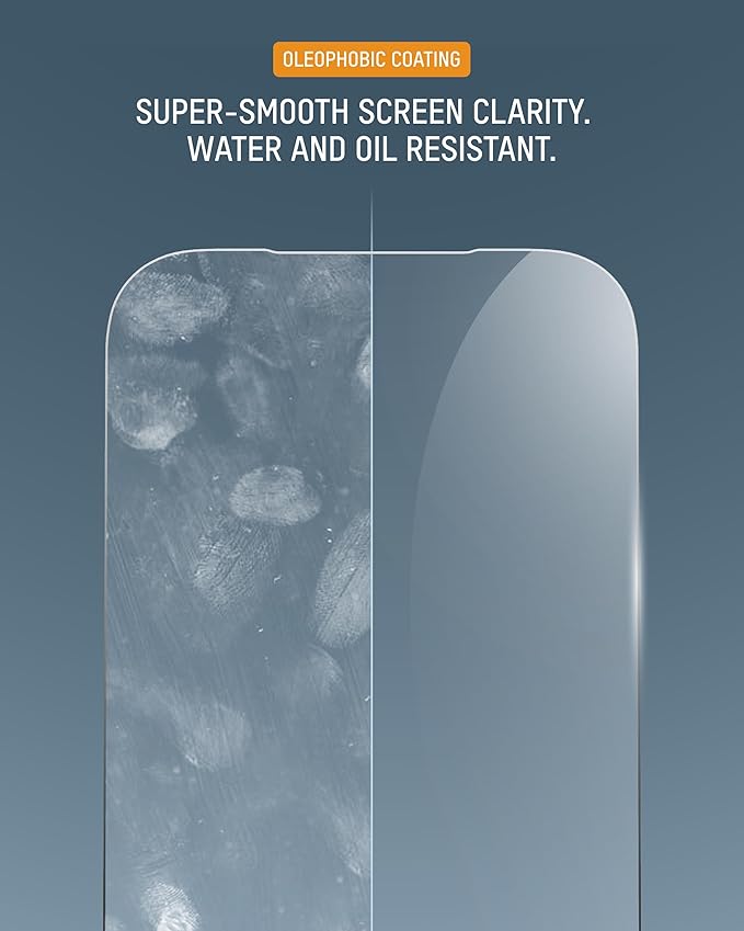 Mous Ceramic Screen Protector Compatible with iPhone 17 Pro Max Tempered Glass Film with Easy Installation Tool Military-Grade Shatterproof Scratch Resistant