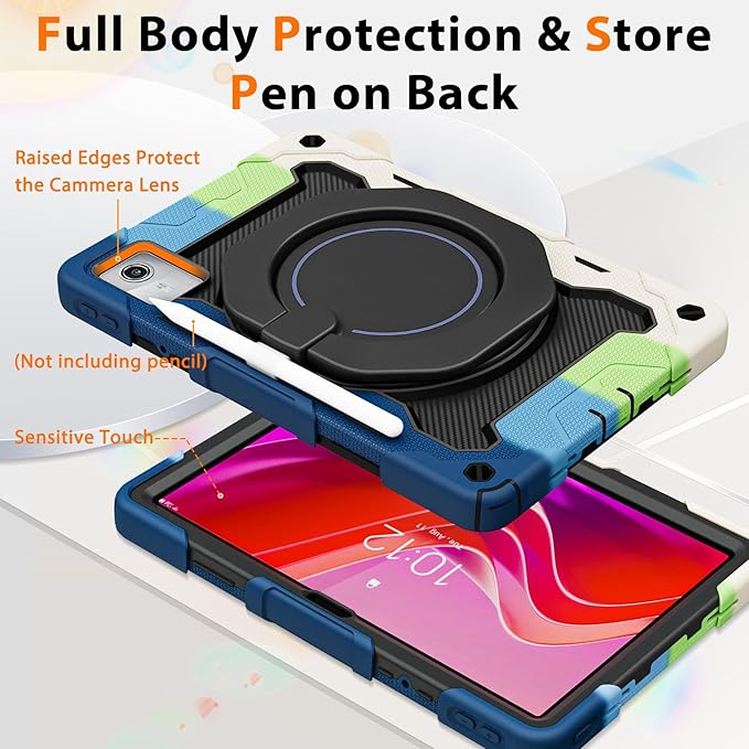 ROISKIN Case for Lenovo Tab M11 / K11 (TB-330FU/TB-330XU) 11 inch Drop-Proof Protection Cover with 360° Rotate Stand &amp Handle &amp Screen Protector &amp Shoulder Strap &amp Kids Friendly