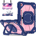 for Galaxy Tab A11+ Plus/A9+ Case 11” Rugged Case for Samsung Galaxy A11 Plus/ A9 Plus Tablet with 360 Rotating Stand Screen Protector Shoulder Strap Pen Holder 2025/2023 Model Navy Rose