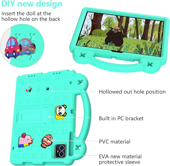 for Revvl Tab 2 Case (2025) EVA Shockproof Tablet Cover with Stand Handle Shoulder Strapfor Tmobile Revvl Tab 2 Tablet Case 10.1'' Green