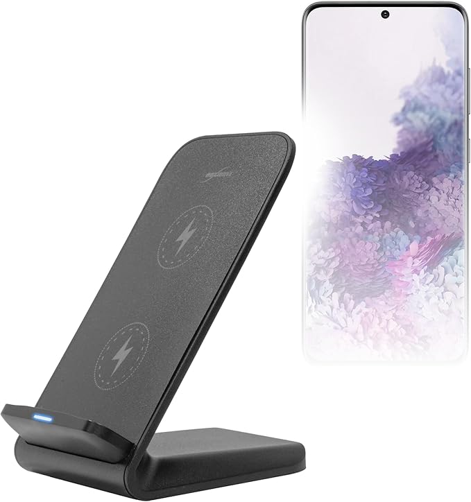 BoxWave Charger Compatible with Samsung Galaxy S20 - Wireless QuickCharge Stand (15W) Desktop Viewing Qi Wireless Charging - Jet Black