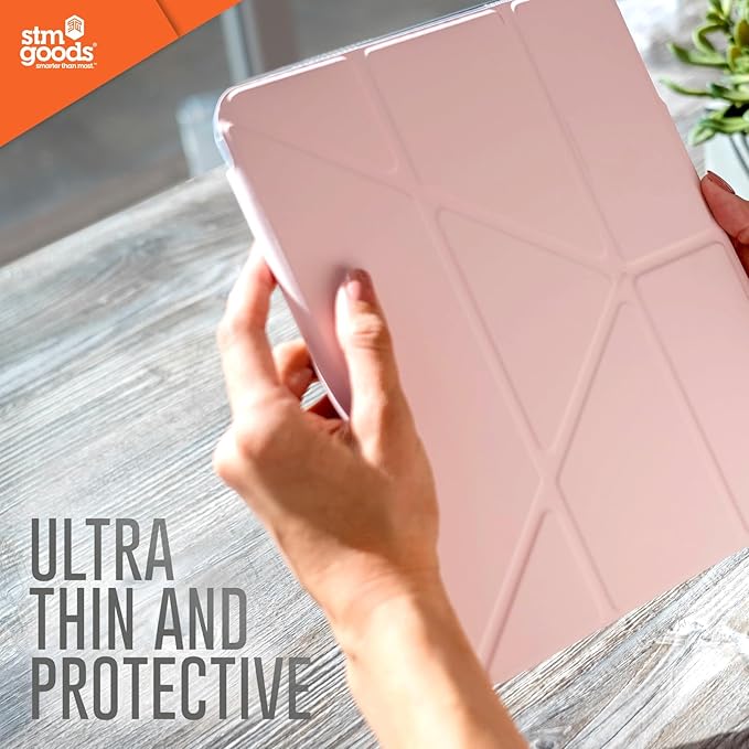 STM OPP Case for Apple iPad Air 11 (M3 2025 / M2 2024)|iPadPro 11 (4/3/2/1 Gen)|iPadAir 10.9 (5/4 Gen) Slim Light Protective Cover Transparent Back w/Apple Pencil Storage Auto Sleep/Wake - Pink