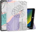 Mektron Designed Printed iPad 10.2 Case 9th Gen (2021)/ 8th Gen (2020)/ 7th Gen (2019) with Pencil Holder Slim Stand Protective Case with Soft TPU Back for iPad 10.2 Inch Tropical Leaves