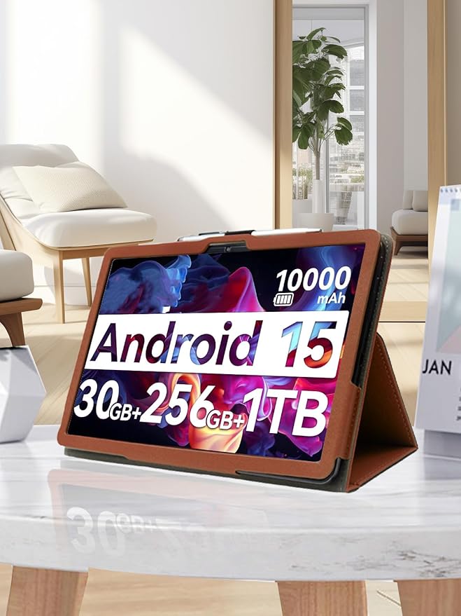 for Urao G140L 2025 14 Inch Android Tablet CaseBOVUGAC Folding Stand Protective Cover with Pencil Holder and Wrist StrapFull Protection Premium PUScratch Resistant(Brown)