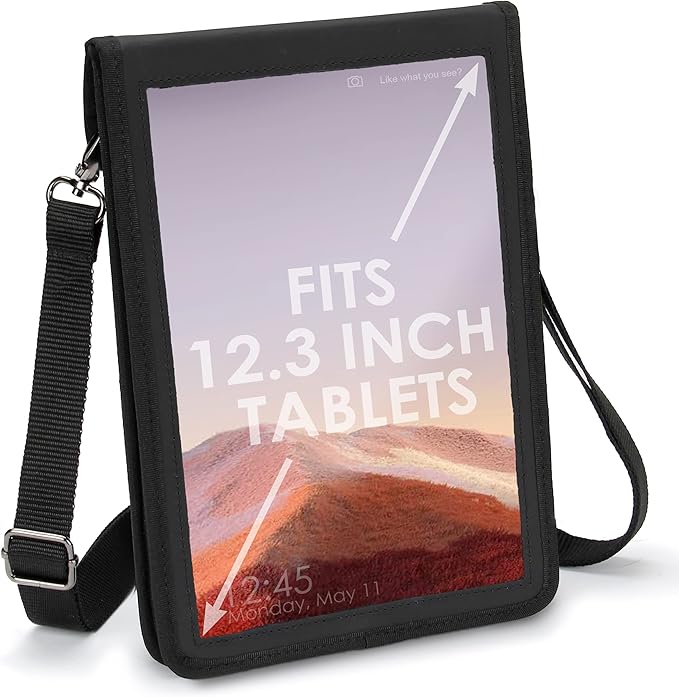 USA GEAR 12 Inch Tablet Case - Tablet Holder with Open Front Rigid Frame &amp Adjustable Shoulder Carry Strap Compatible with Samsung Galaxy TabPro S 12 Acer Switch 5 and More 12 inch Tablets