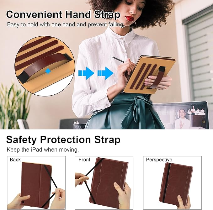 Grifobes Case 8/8 Plus [Only for 2024/2022/2020 Released 12th/10th Generation] Premium PU Leather Folio Stand Smart Auto Wake/Sleep Cover with Built-in Stylus Holder/Pocket Brown