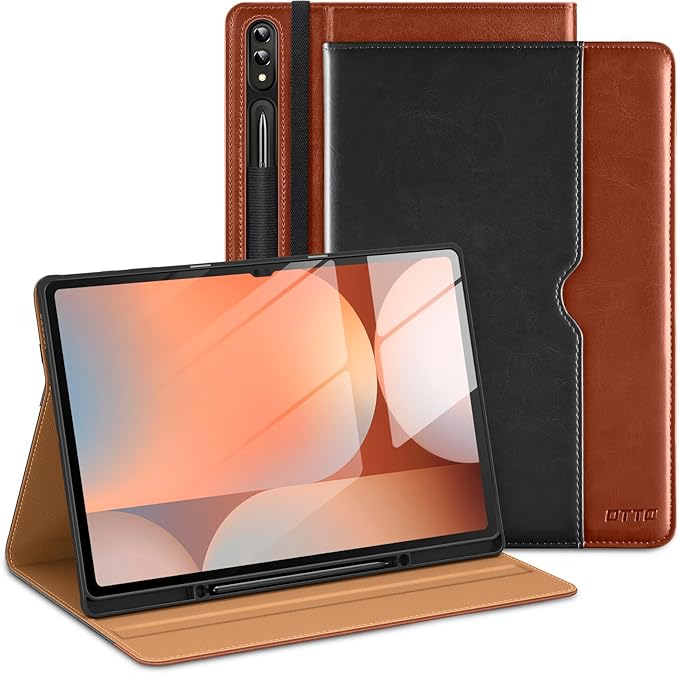 DTTO for Samsung Galaxy Tab S10 Ultra / S9 Ultra / S8 Ultra Case 2024/2023/2022 Premium Leather Business Folio Stand Cover with S Pen Holder for 14.6 Inch Tablet Auto Wake/Sleep Black Brown