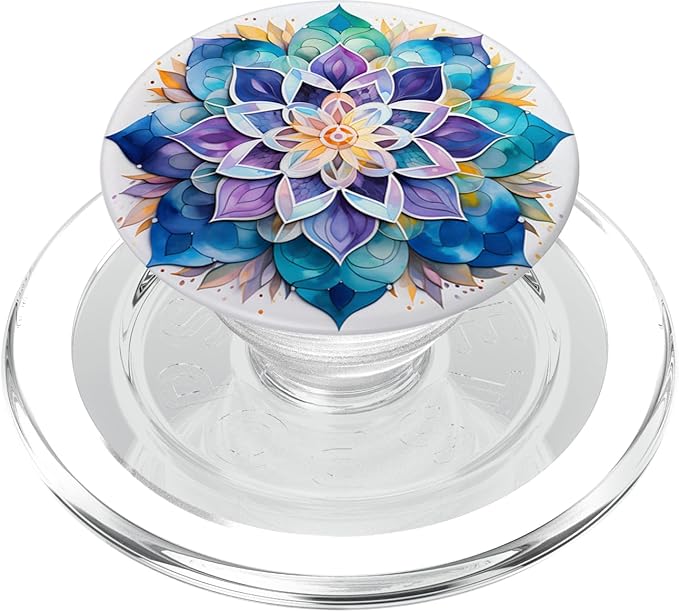 Colorful Mandala Purple Blue Watercolor Design PopSockets PopGrip for MagSafe