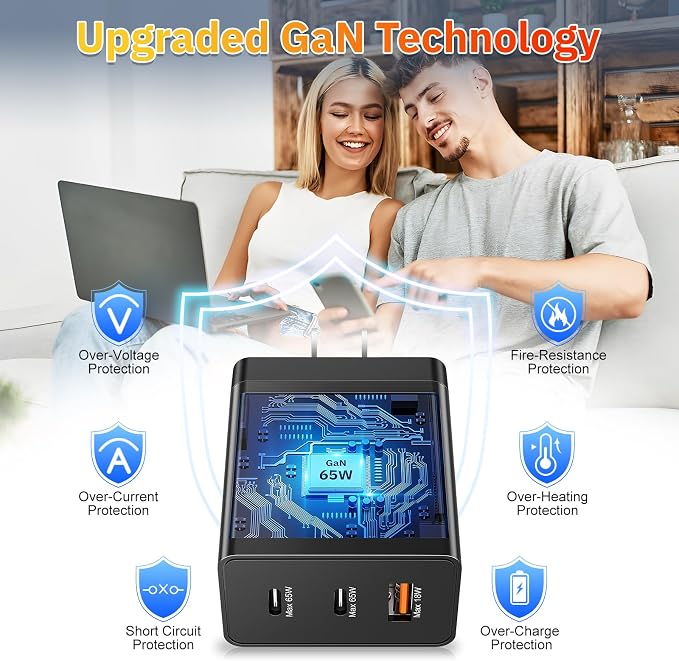 Dual C Ports+ USB A Port-Black