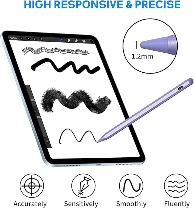 Active Stylus Pens for Touch Screens NTHJOYS Digital Pencil for iOS/Android with Magnetic Design Fine Point Stylist Compatible with Apple iPad/Pro/Air/Mini/iPhone/Tablets Writing &amp Drawing