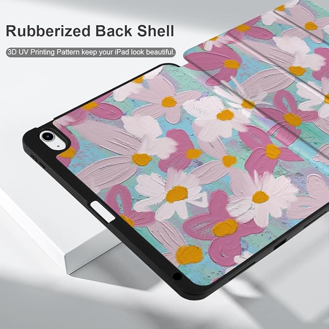MEEgoodo for M4/M3/M2 iPad Air 11 inch Case 2026 2025 2024Case for iPad Air 5th Generation/iPad Air 4th Gen 10.9 inch 2022 2020 Tablet Cover with Soft TPU Back Shell Art Botanical Floral