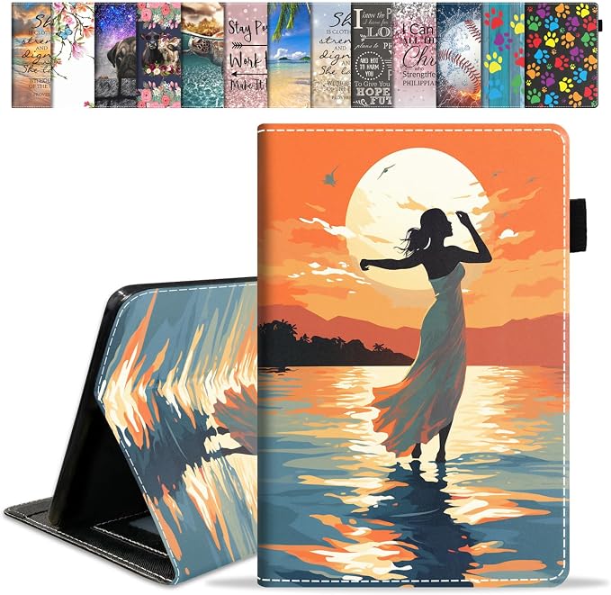 Back View of Girl on Sunset Beach