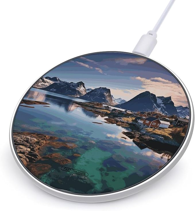 Norway Islands Wireless Charger Fast Wireless Charging Pad with USB Cable 10W Anti-Slip Magnetic Wireless Charger Portable Slim Charger Puck Travel Charging Station