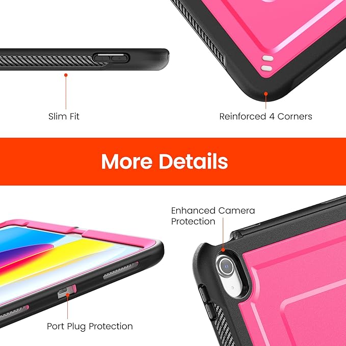 Case for iPad (A16) 11th Generation 11 inch 2025 for iPad 10th Generation 10.9 inch 2022 Full Body Protective Slim Case with Kickstand Pink