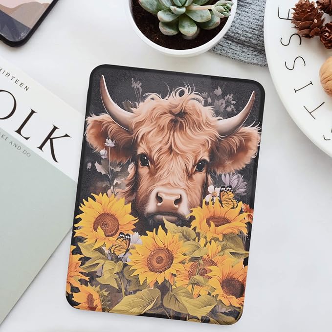Highland Cow with Flower