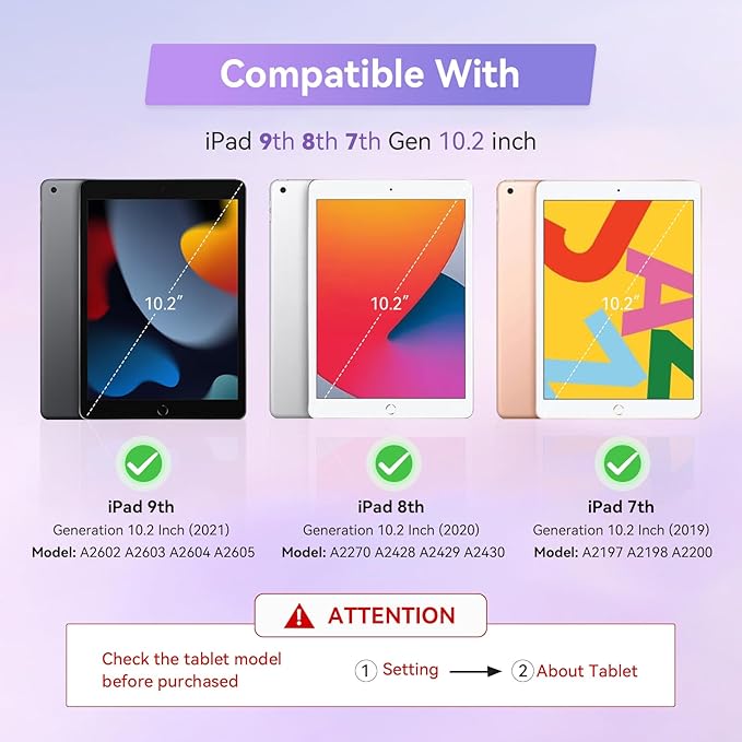 for iPad 9th Generation Case 10.2 inch for Kids Girls with Butterfly Kickstand Shoulder Strap Pencil Holder Rugged Cover for iPad 9th 8th 7th Gen 2021 2020 2019 Purple