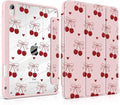 DONGKE Case for iPad (A16) 11th Generation 11 inch 2025 &amp iPad 10th Gen 10.9 inch 2022 [Built-in Pencil Holder] Clear Acrylic Back Trifold Stand Smart Cover Auto Sleep/Wake Cherry &amp Heart