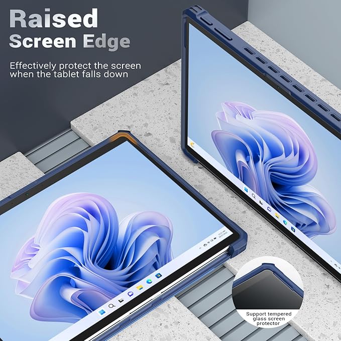 MoKo Case for Microsoft Surface Pro 11 Surface Pro 10 Surface Pro 9 13 Inch All-in-One Rugged Cover with Kickstand Protective Case Compatible with Type Cover KeyboardBlue