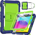 HXCASEAC Kids Case for iPad A16 11th/10th Generation Full Body Protective Design | Foldable Stand | Screen Protector | Pencil Holder Durable for iPad 11th Gen 11 inch / 10th Gen 10.9 inch Green