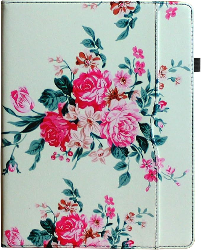 Case for iPad 10.2 9th 8th 7th Generation Multi Stand Folio Smart Cover with Pocket Auto Wake Up/Sleep for 2021/2020/2019 A2602 A2603 A2604 A2270 A2428 A2429 A2197 A2200 (Green Pink Flower)
