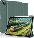 for iPad Pro 12.9 Case (6th/5th/4th/3rd Generation 2022/2021/2020) &amp ipad Air 13 inch case (M3 2025/M2 2024) with Pencil Holder Smart Slim Trifold Stand Case with Soft TPU Back (Dark Green)