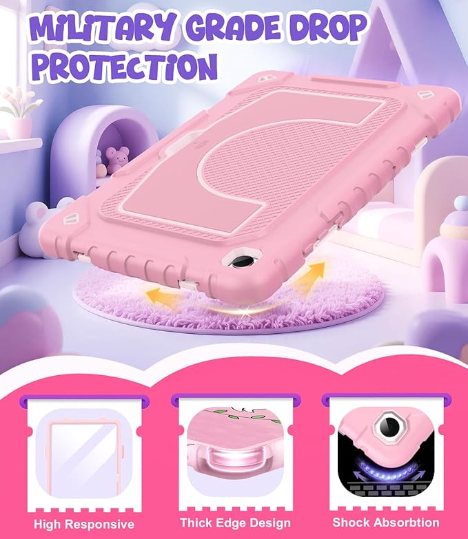 OKP Case for Samsung Galaxy Tab A9+ Plus 11 Inch 2023/ A11 Plus 2025 Shockproof Rugged 11 Galaxy A9+/ A11+ Tablet Cover with Built-in Screen Protector Shoulder Strap Kickstand Pink+Light Pink