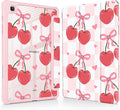 Mektron Case for Samsung Galaxy Tab S6 Lite 10.4 Inch 2024/2022/2020 with S Pen Holder Multi-Angle Viewing with Shockproof Cover Clear Shell + Trifold Stand + Auto Wake/Sleep Cherries Bows C353