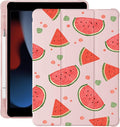 Cute Kawaii Watermelon for iPad mini 7 A17 Pro 2024/iPad Mini 6 Case with Pencil Holder Auto Sleep/Wake Pink Leather Soft TPU Back Cover