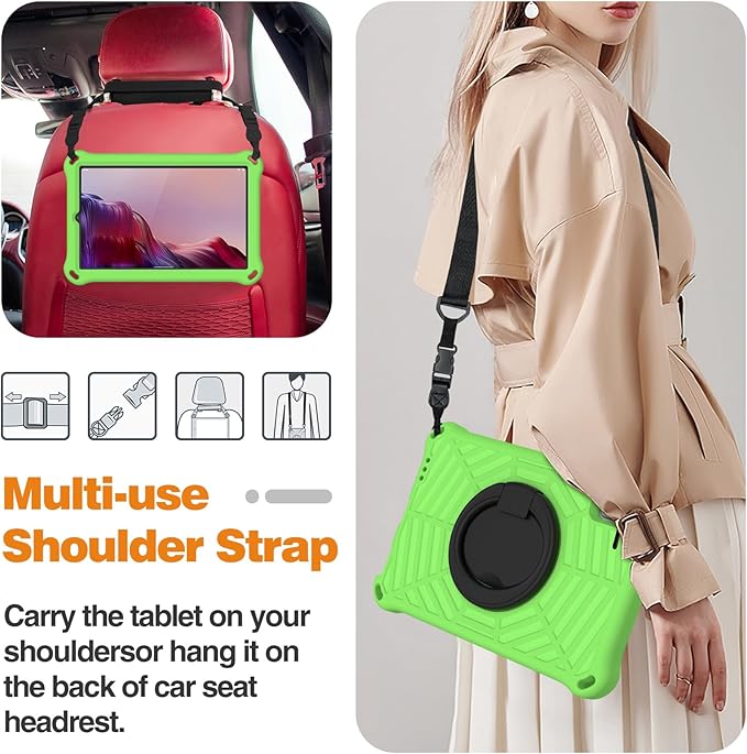 Compatible with Lenovo Tab M9 9.0 inch (TB-310FU) 2023 Case Tablet for Kids Light Weight EVA Rugged Shockproof Full Cover 360 Rotating Handle Stand Case (Green)