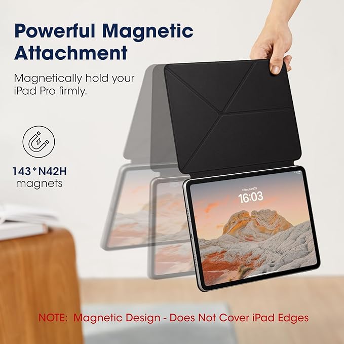 PITAKA for iPad Pro 11 Inch Case 2025/2024 Compatible with iPad Pro M5/M4 Portrait/Landscape Magnetic Case with Pencil Holder 4 Standing Angles and - Black