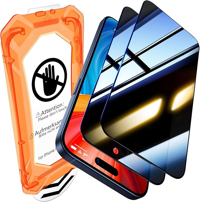 UniqueMe for iPhone 15 Pro Max Privacy Screen Protector - [Military Grade Shatterproof &amp 9H+ Hardness] Privacy Screen 15 Pro Max Tempered Glass Full CoverageEasy to install 2 Packs