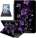 Purple Flower Pattern Case for Samsung Galaxy Tab S8 Plus 2022/S7 FE 2021/S7 Plus 2020 12.4 InchBFDHGQZC 360 Degree Rotating Stand Protective Cover with Auto Sleep/Wake