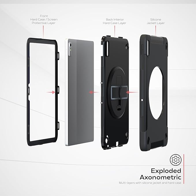 Hard Case for Lenovo P11 Gen 2 - CTA Protective Case with Built-in 360 Degree Rotatable Grip Kickstand &amp Carry On Strap for Lenovo P11 Gen 2 Tablet (PAD-PCGK2P11) Black