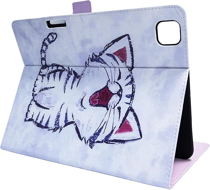 for iPad Pro 13 inch M4 Case 2024with Stand/Hand Strap/Pencil Holder/Pockets [Auto Wake/Sleep] PU Leather &amp Soft TPU Back Shockproof Cover Magnetic Smart Wallet ShellCute Red-Billed Cat
