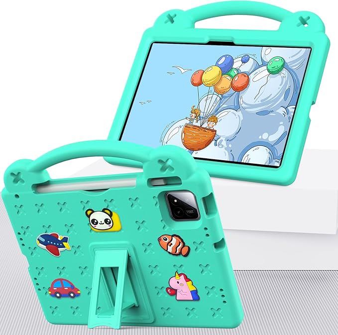 Compatible with Xiaomi Pad 7/Xiaomi Pad 7 Pro 11.2 inch 2024/Xiaomi Pad 8 2025 11.2 inch Tablet Case Kids Friendly Universal Protective Case with Shoulder Strap &amp Stand Handle Mint Green