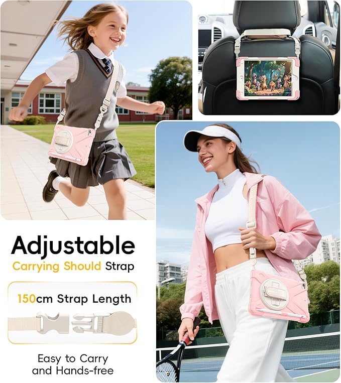 BRAECN iPad mini 5 CaseiPad mini 4 Case Heavy Duty Shockproof Protective Rugged Case with Pencil HolderHand StrapKickstand Shoulder Strap for iPad mini 5th/4th Generation 7.9 Inch for Kids