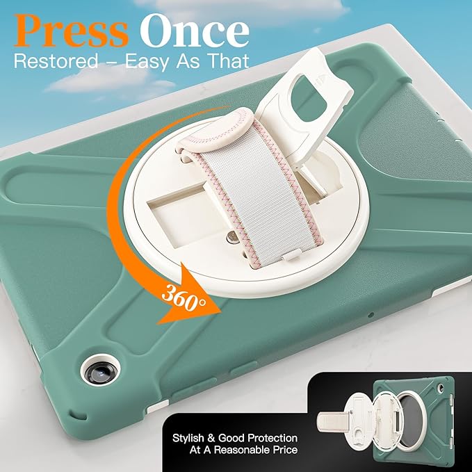 Lunivop Case Compatible with Samsung Galaxy Tab A11 Plus Case 11 Inch 360° Rotating Stand/Hand Strap with Built-in Screen Protector Heavy Duty Tablet Cover for Samsung Tab A11+ Plus Green