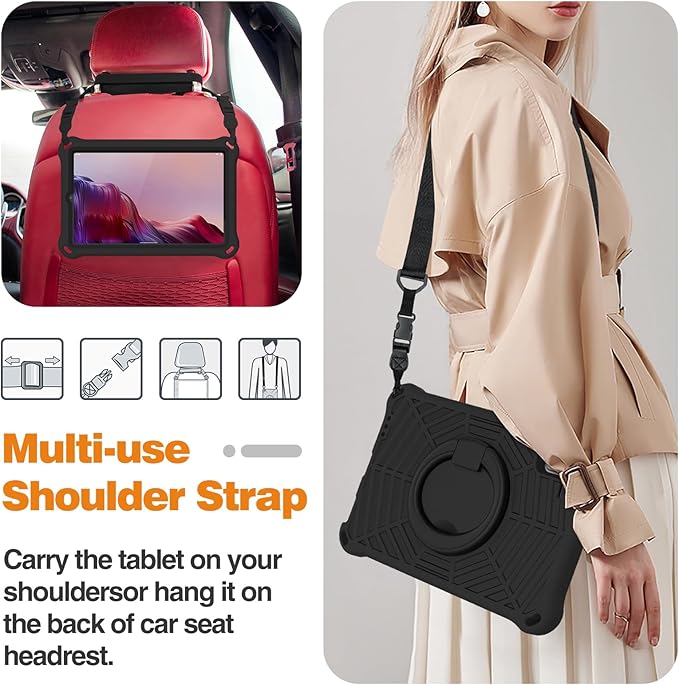 Compatible with Lenovo Tab M9 9.0 inch (TB-310FU) 2023 Case Tablet for Kids Light Weight EVA Rugged Shockproof Full Cover 360 Rotating Handle Stand Case (Black)