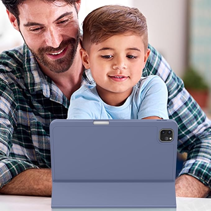 ZryXal New iPad Pro 13 Inch Case (M5) 2025 / (M4) 2024 with Pencil Holder Smart iPad Case [Support Pencil Pro and Pencil (USB-C)] Support Touch ID and Auto Wake/Sleep (New Lavender)