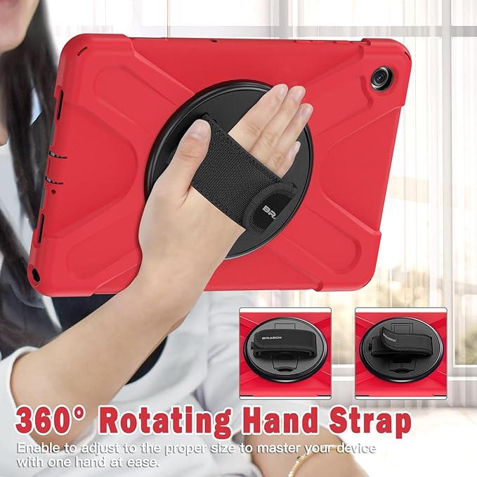 BRAECN for Samsung Galaxy Tab A9 Plus Case 11 Inch 2023 Shockproof Hard Duty Case with Screen Protector &amp360 Rotating Stand&ampHand Strap/Shoulder Strap for Galaxy A9 Plus Tablet-Black