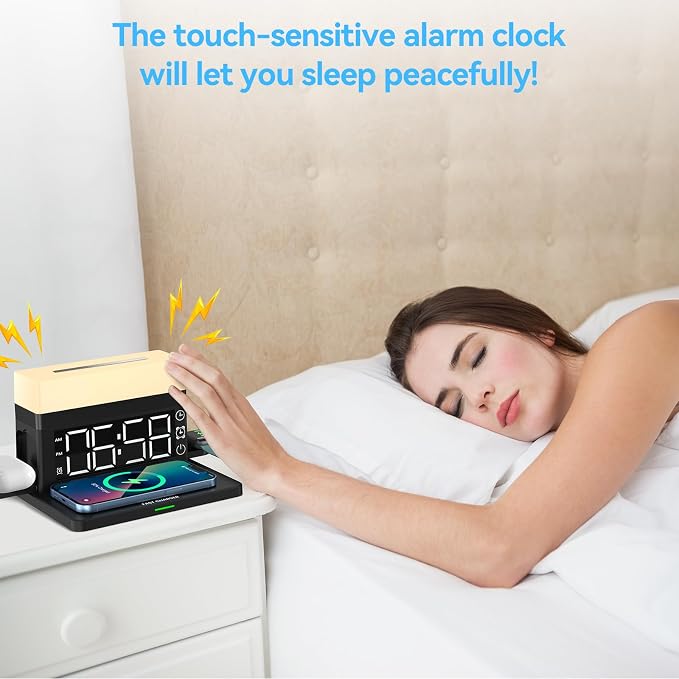 Wireless Charger Alarm Clock N65 White