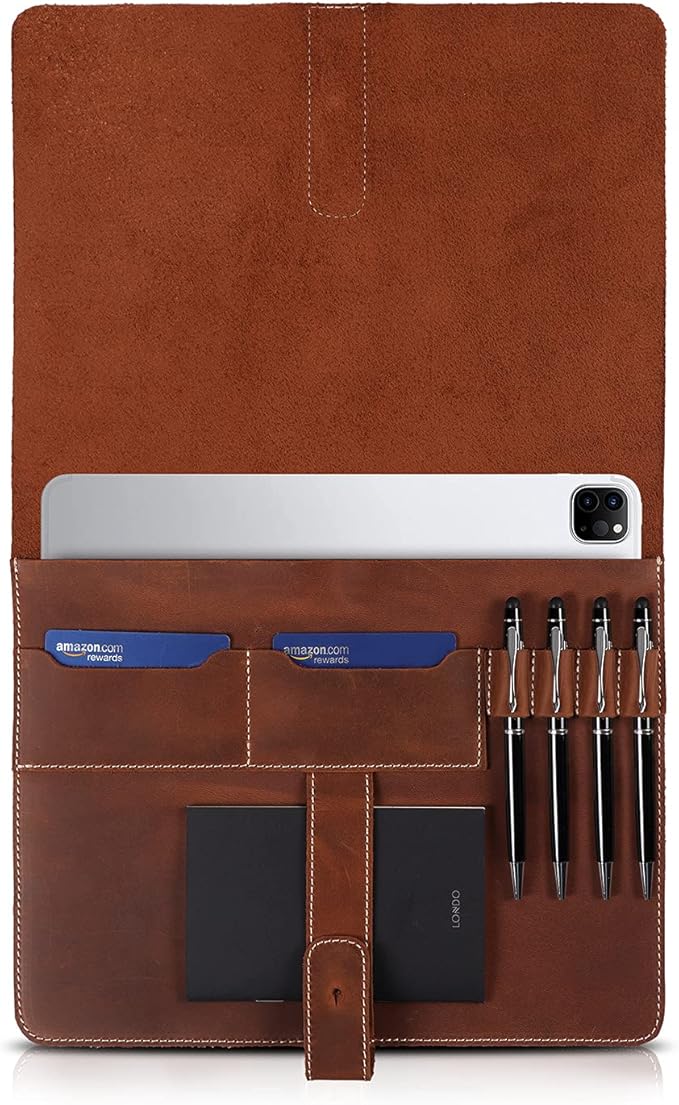 Londo Genuine Leather Tablet Cover for 11-Inch iPad Air iPad Pro 11 iPad – Case with Two Card Slots &amp Leather Pen/Apple Pencil Holders