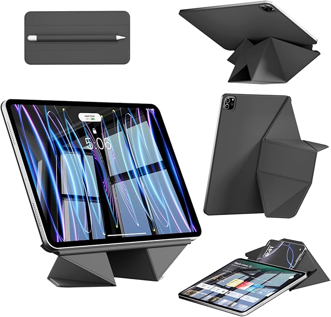 KenKe Magnetic Case for iPad Pro 11 Inch 4th/3rd/2nd Generation 2022/2021/2020 with Removable Pencil Holder Smart Folio Magnetic Slim Stand Cover with 6+View Angles Auto Wake/Sleep Black