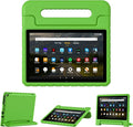 Kids Case for Kindle Fire HD 10 or 10 Plus 13th/11th Generation (2023/2021 Release) Shockproof Lightweight Protective Cover with Portable Handle Stand for Boys Girls Green