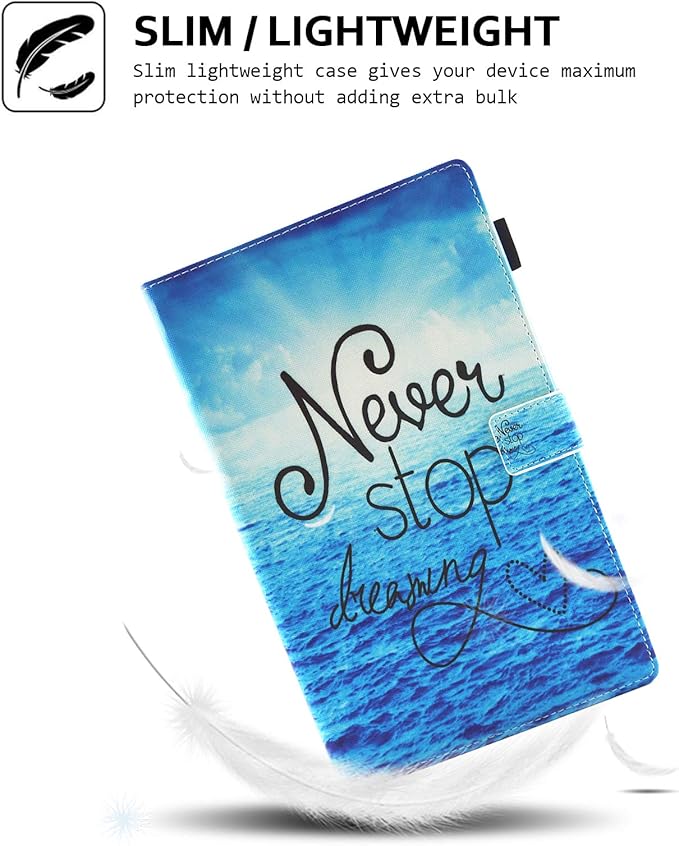 Case for Fire HD 8 (8th/7th/6th Generation 2018/2017/2016) Techcircle Multi-Angle View Stand Cute Pattern Slim Folding Leather Protective Cover with Card Slots Smart Sleep/Wake Never Stop